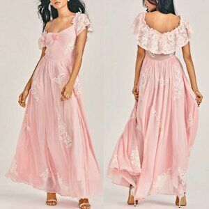 LoveShackFancy Annaleigh Victorian Style Maxi Dress in Ballet Pink sz 2-4 $695